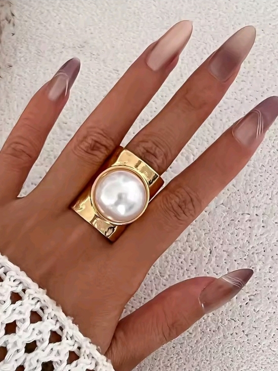 Anthropologie Jewelry - Gold Pearl Statement Ring - Women Jewelry